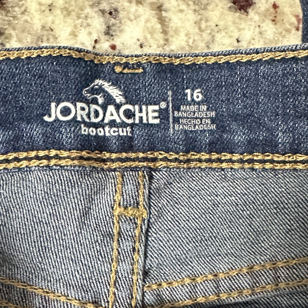 Girl’s Size 16 Jordache Jeans Dark Blue Bootcut - Picture 2 of 3